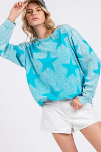 SAGE + FIG Mineral Wash Star Pattern T-Shirt - Brittney MADE