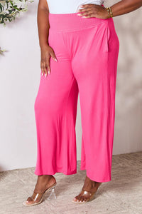 Basic Bae Full Size Smocked Wide Waistband Wide Leg Pants - Brittney MADE
