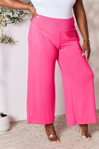 Basic Bae Full Size Smocked Wide Waistband Wide Leg Pants - Brittney MADE