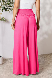 Basic Bae Full Size Smocked Wide Waistband Wide Leg Pants - Brittney MADE