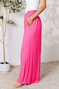 Basic Bae Full Size Smocked Wide Waistband Wide Leg Pants - Brittney MADE