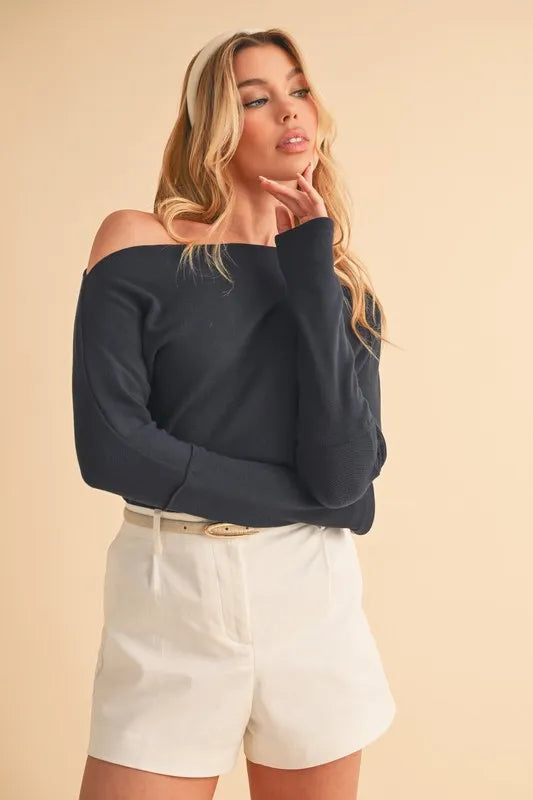 Aemi + Co One Shoulder Long Sleeve Knit Top - Brittney MADE