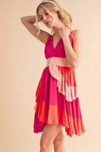 Aemi+Co Ruffled Color Block Sleeveless Mini Dress - Brittney MADE