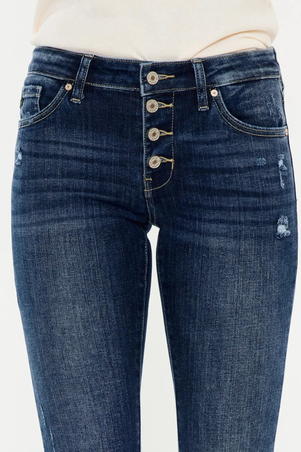 Kancan Mid Rise Button Fly Flare Jeans - Brittney MADE