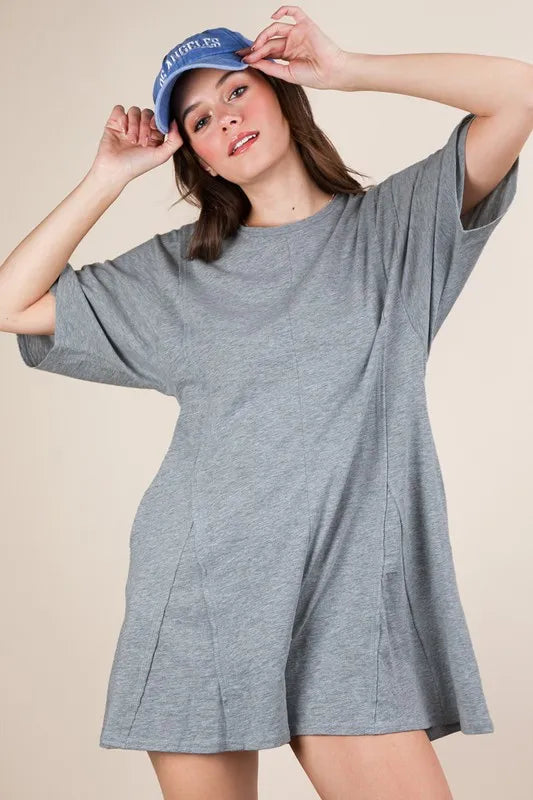 VERY J Mineral Washed Oversized Knit Comfy Romper - Brittney MADE