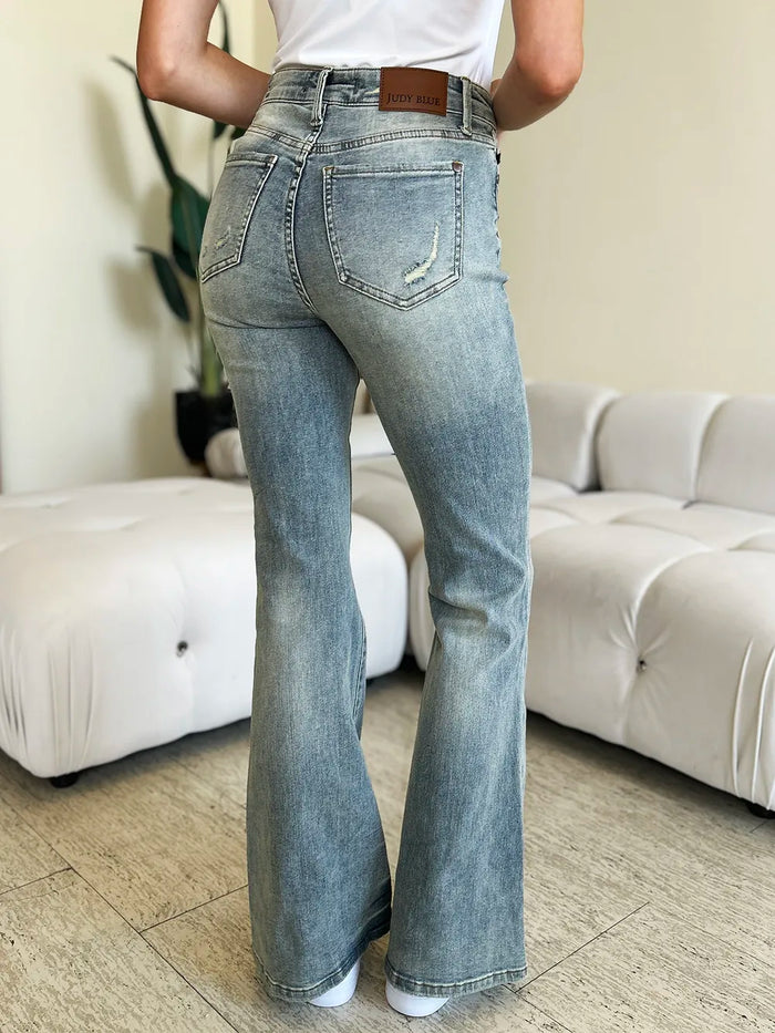 Judy Blue Full Size Mid Rise Flare Jeans - Brittney MADE