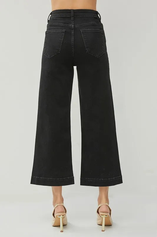 RISEN Full Size High Rise Wide Leg Ankle Jeans Plus Size - Brittney MADE