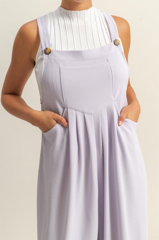 HYFVE Pleated Detail Front Pocket Wide Strap Overalls - Brittney MADE
