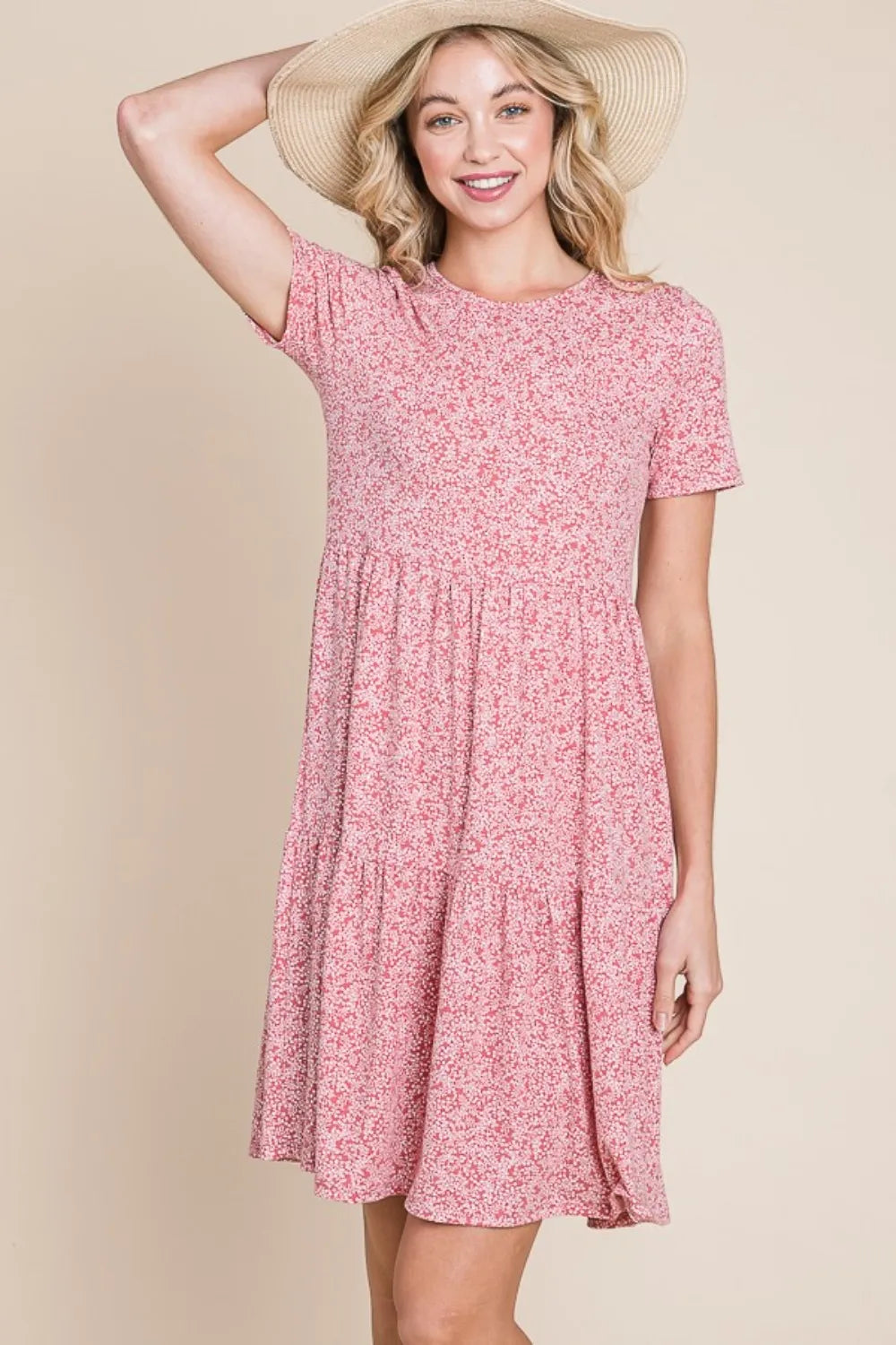 BOMBOM Printed Short Sleeve Mini Dress - Brittney MADE
