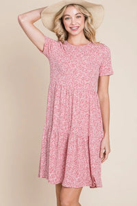 BOMBOM Printed Short Sleeve Mini Dress - Brittney MADE