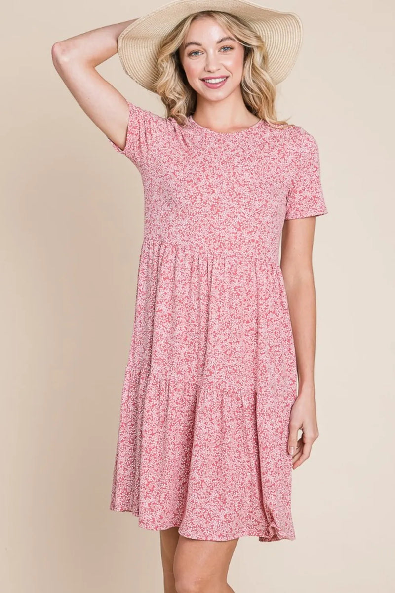 BOMBOM Printed Short Sleeve Mini Dress - Brittney MADE