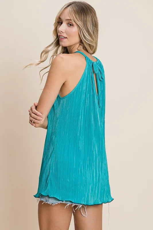 BiBi Pleating Knit Halter Neck Top - Brittney MADE
