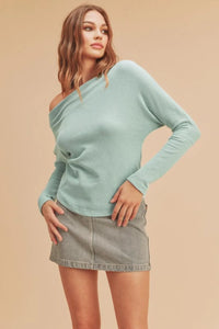 Aemi + Co One Shoulder Long Sleeve Knit Top - Brittney MADE