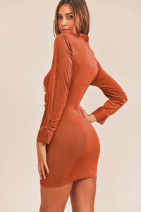 MABLE Front Ruched Button-Down Skinny Mini Shirt Dress - Brittney MADE