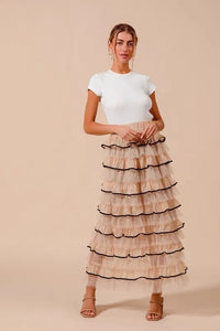 SO ME Layered Ruffled Tulle Maxi Skirt - Brittney MADE