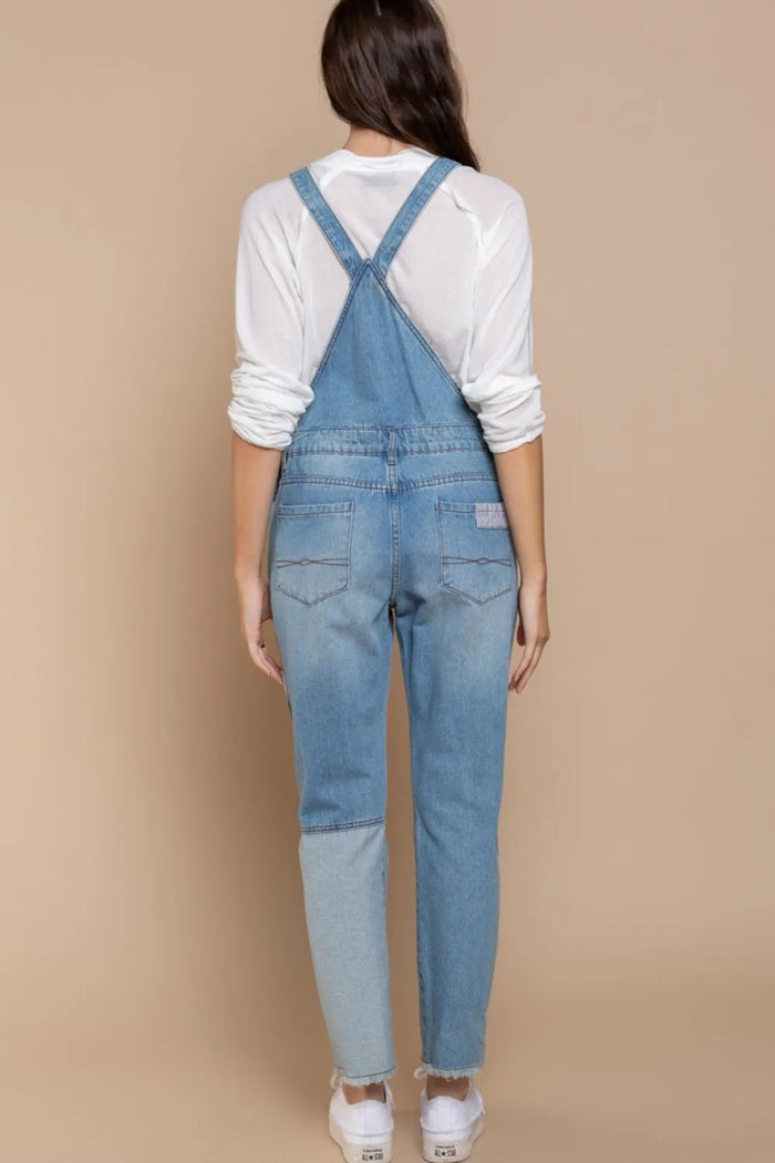 POL Front Chest Zipper Slim Leg Denim Overalls - Brittney MADE