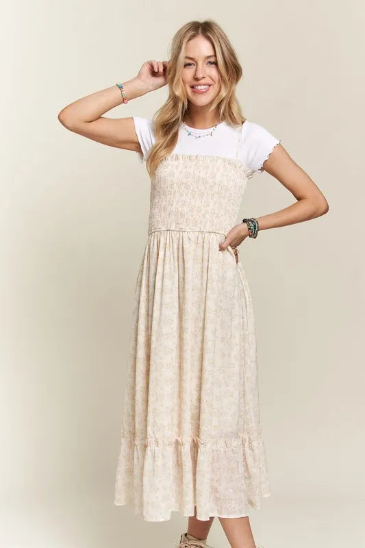 ADORA Smocked Floral Ruffled Hem Cami Dress - Brittney MADE