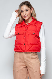 Snobbish Snap Down Quilted Crop Vest - Brittney MADE