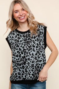 Haptics Leopard Print Dolman Cap Sleeve Knit Top - Brittney MADE
