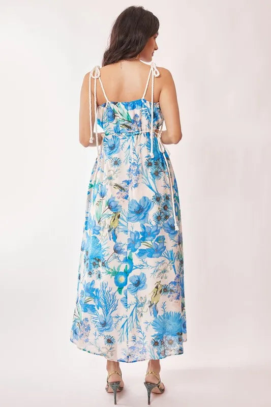 Davi & Dani Tropical Boho Printed Detail Cut Out Maxi Dress - Brittney MADE