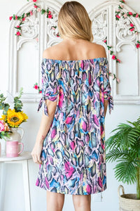 Heimish Full Size Off Shoulder Snake Mini Dress - Brittney MADE