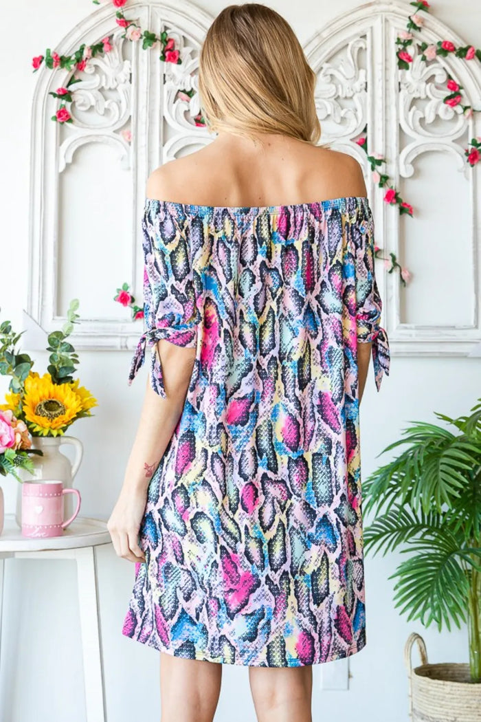 Heimish Full Size Off Shoulder Snake Mini Dress - Brittney MADE