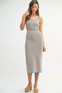 MABLE Multi Color Chevron Knit Bodycon Midi Dress - Brittney MADE