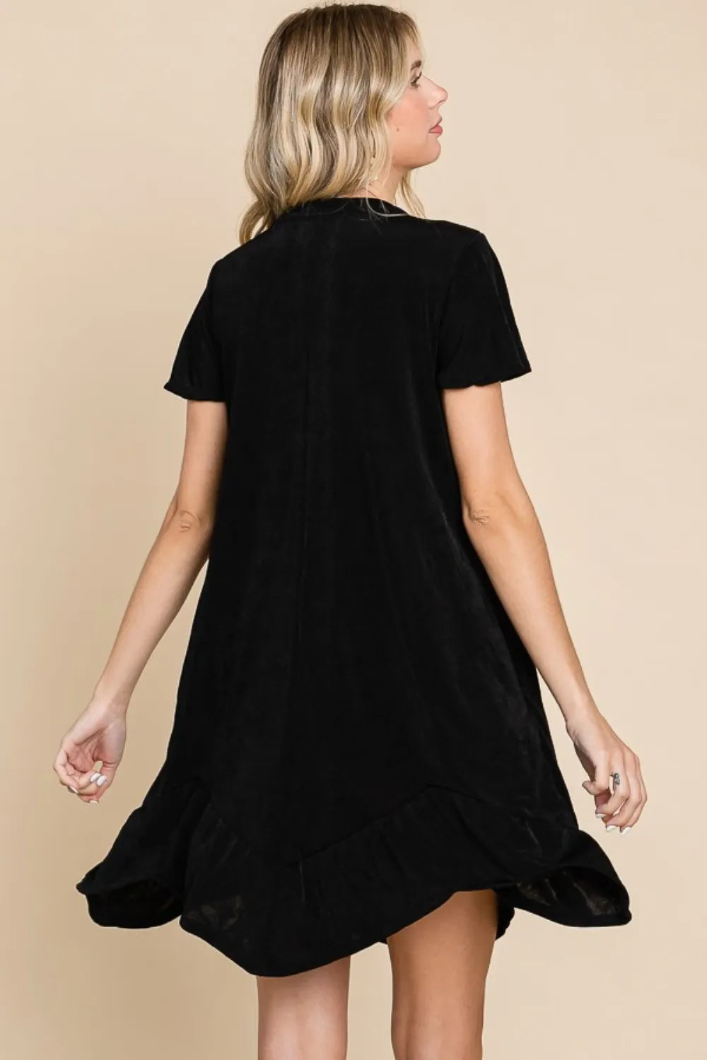 Culture Code Full Size Short Sleeve Ruffled Asymmetric Hem Dress - Brittney MADE