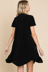 Culture Code Full Size Short Sleeve Ruffled Asymmetric Hem Dress - Brittney MADE