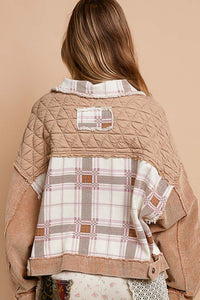 POL Corduroy Jacquard Patchwork Button Up Jacket - Brittney MADE