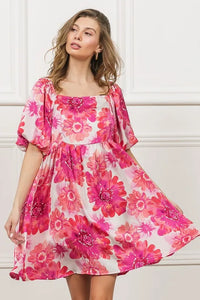 BiBi Floral Square Neck Puff Sleeve Mini Dress - Brittney MADE