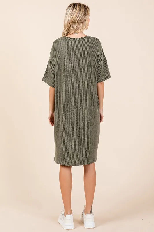 Mittoshop Urban Rib Knit Short Sleeve Tee Dress - Brittney MADE