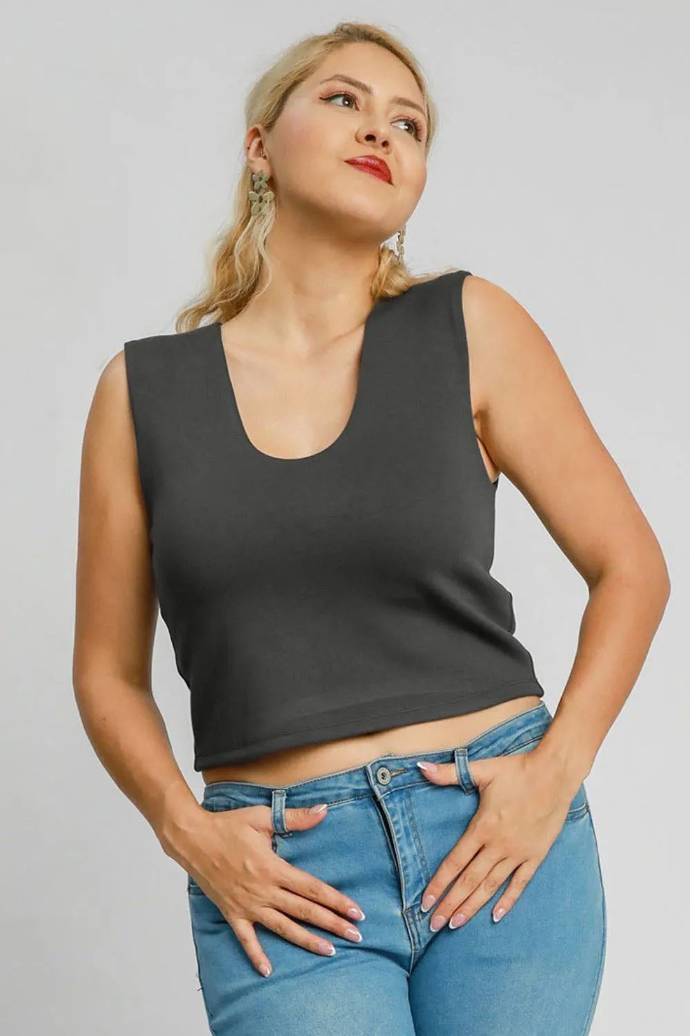 Umgee Full Size Scoop Neck Cropped Tank Plus Size - Brittney MADE