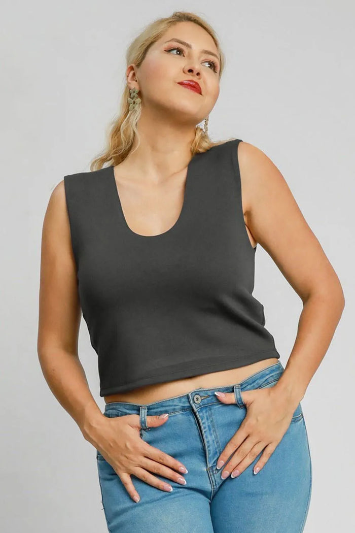 Umgee Full Size Scoop Neck Cropped Tank Plus Size - Brittney MADE