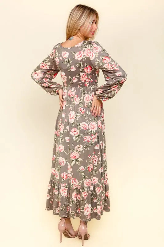 Haptics Twisted Detail Ruffled Hem Floral Dress with Side Pockets - Brittney MADE