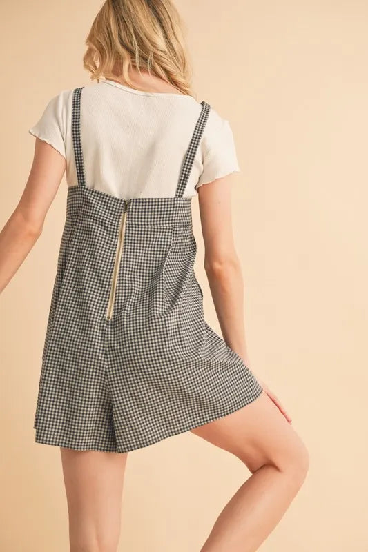 Aemi+Co Plaid Square Neck Romper - Brittney MADE