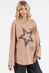 Mittoshop Mineral Wash Star Patch Long Sleeve T-Shirt - Brittney MADE
