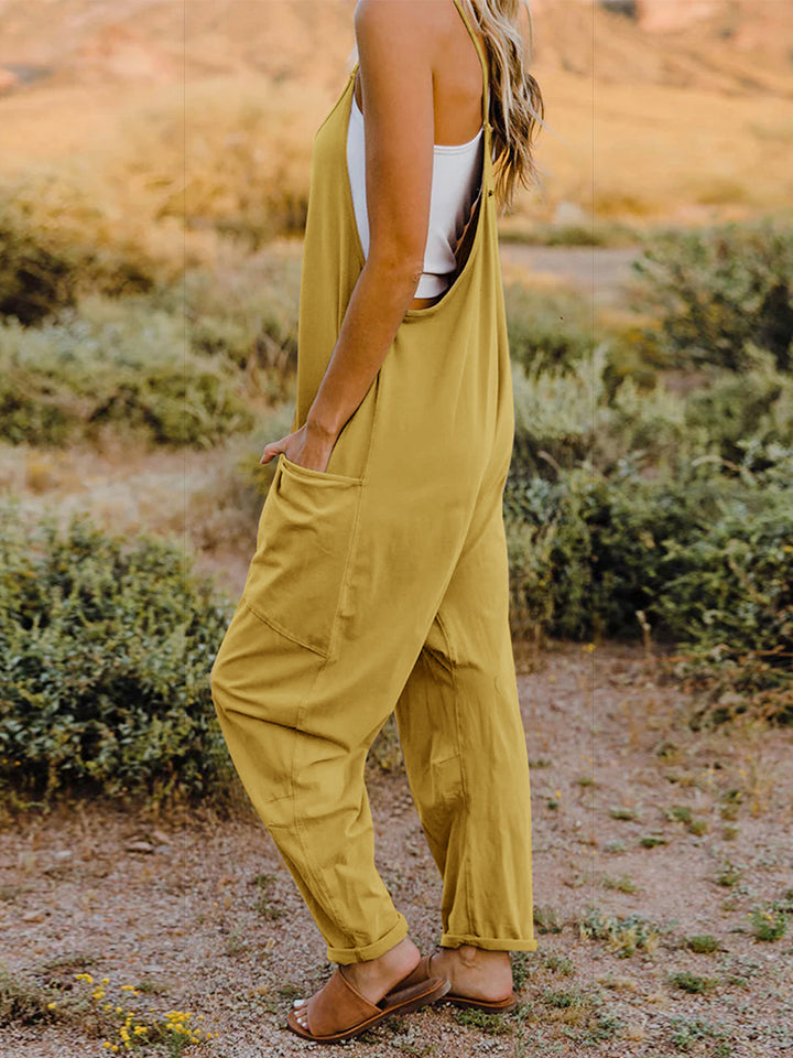 Double Take Full Size Sleeveless V-Neck Pocketed Jumpsuit - Brittney MADE