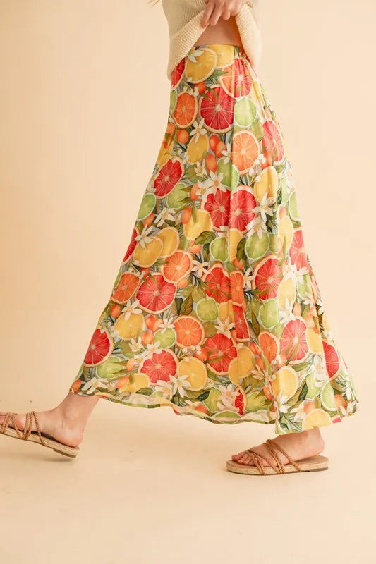 Aemi + Co Fruit Print Maxi Skirt - Brittney MADE