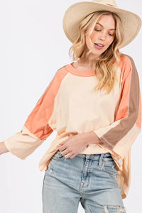 SAGE + FIG Color Block Curved Hem T-Shirt - Brittney MADE