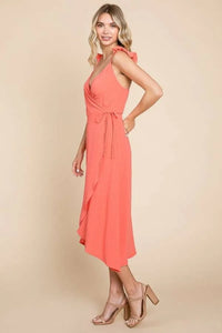 Culture Code Ruffle Detail Surplice Wrap Slip Dress - Brittney MADE