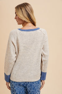 Annie Wear Contrast Trim Button Down Raglan Sleeve Cardigan - Brittney MADE