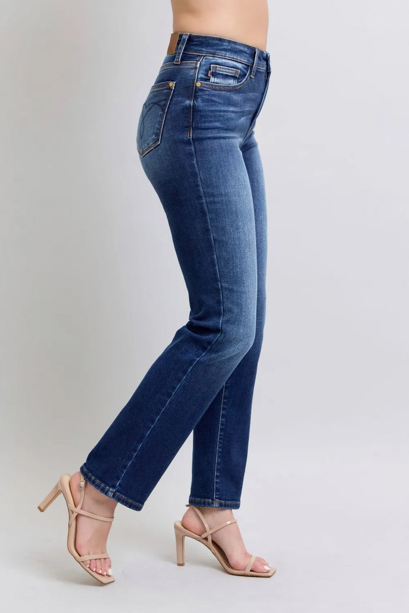 Judy Blue Full Size Washed Straight Leg Jeans with Pockets - Brittney MADE