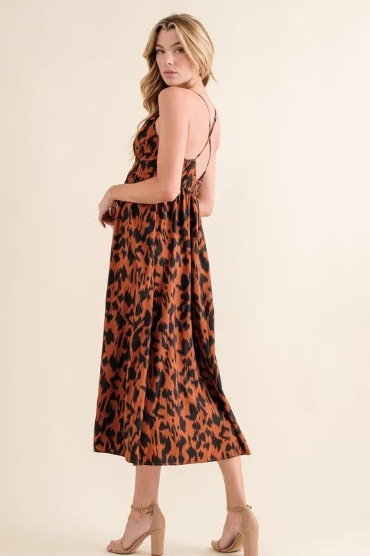 And The Why Leopard Print Plunge Maxi Dress - Brittney MADE