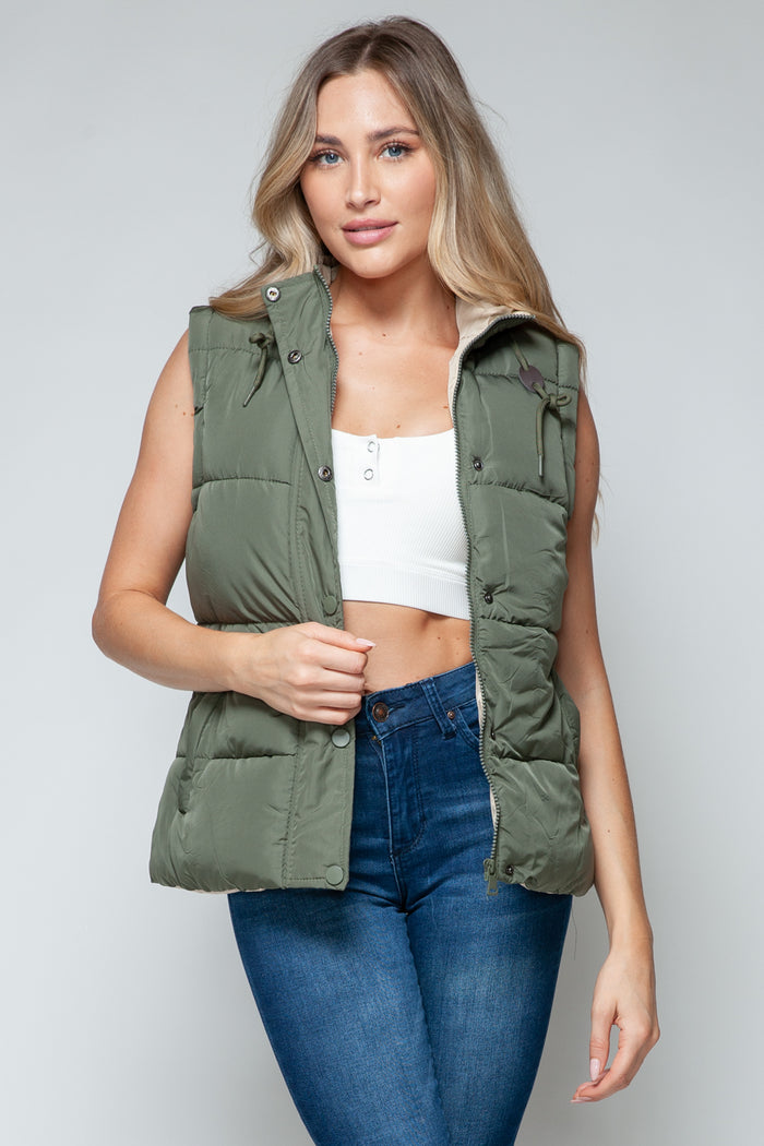 Snobbish Snap and Zip Closure Hooded Vest - Brittney MADE