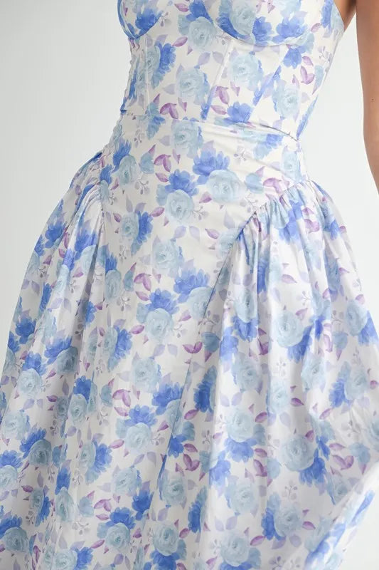 MABLE Sweetheart Neckline Floral Printed Midi Dress - Brittney MADE