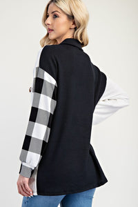 Celeste Full Size Plaid Contrast Button Up Shacket - Brittney MADE