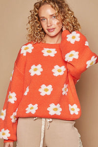 POL Daisy Pattern Drop Shoulder Sweater - Brittney MADE