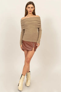 HYFVE Fuzzy Off Shoulder Textured Knit Top - Brittney MADE