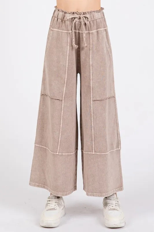Mittoshop Mineral Wash Seam French Terry Wide Leg Pants - Brittney MADE